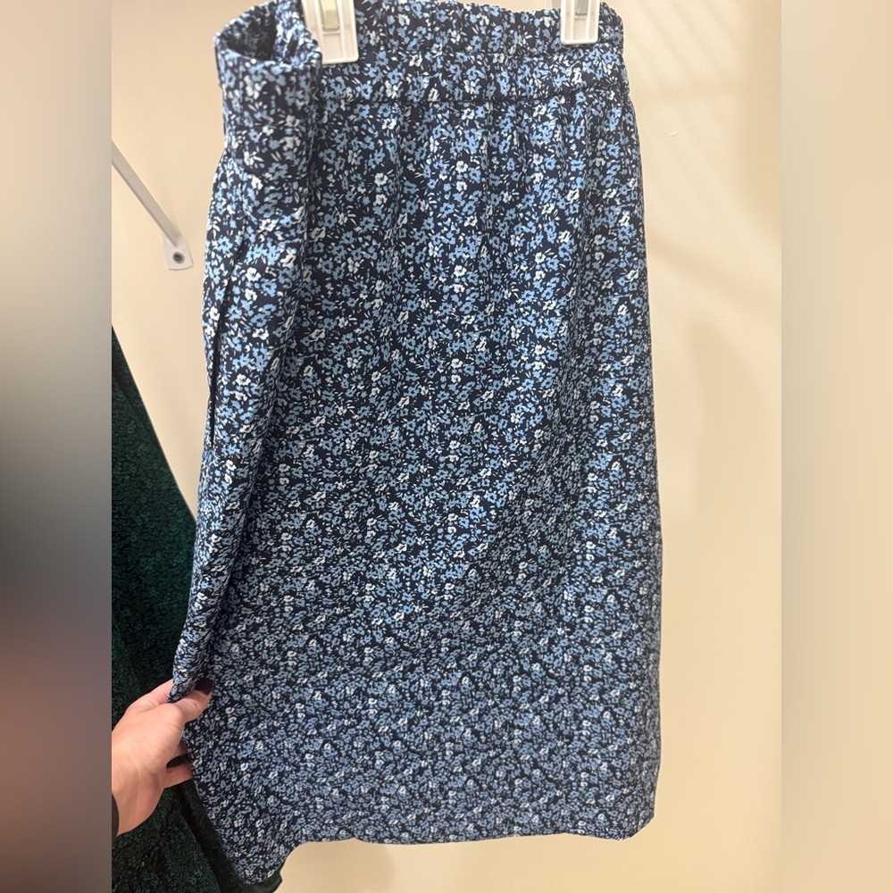 J. Crew Navy and Light Blue Floral Skirt